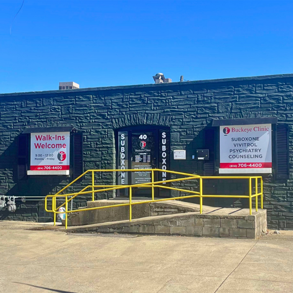 Clinic exterior promoting addiction treatment services in Columbus and London, OH